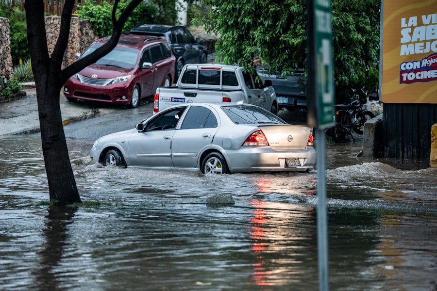 Flooded car street
