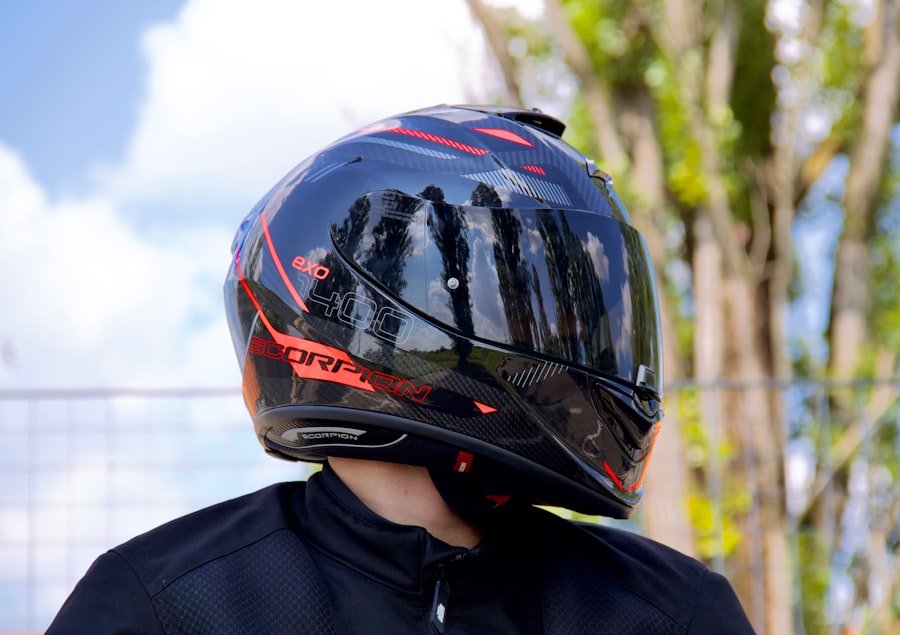Photo Motorcycle rider helmet